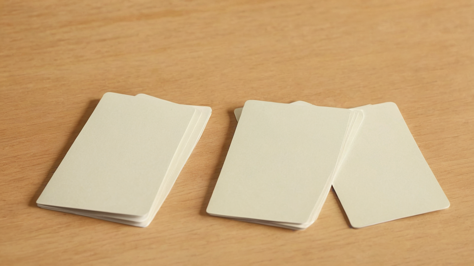 Organized blank question bank cards